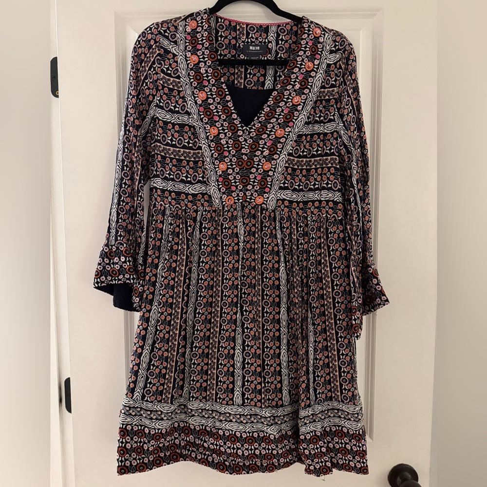 Maeve by Anthropologie Black Floral Printed V-Neck quarter Sleeve Dress